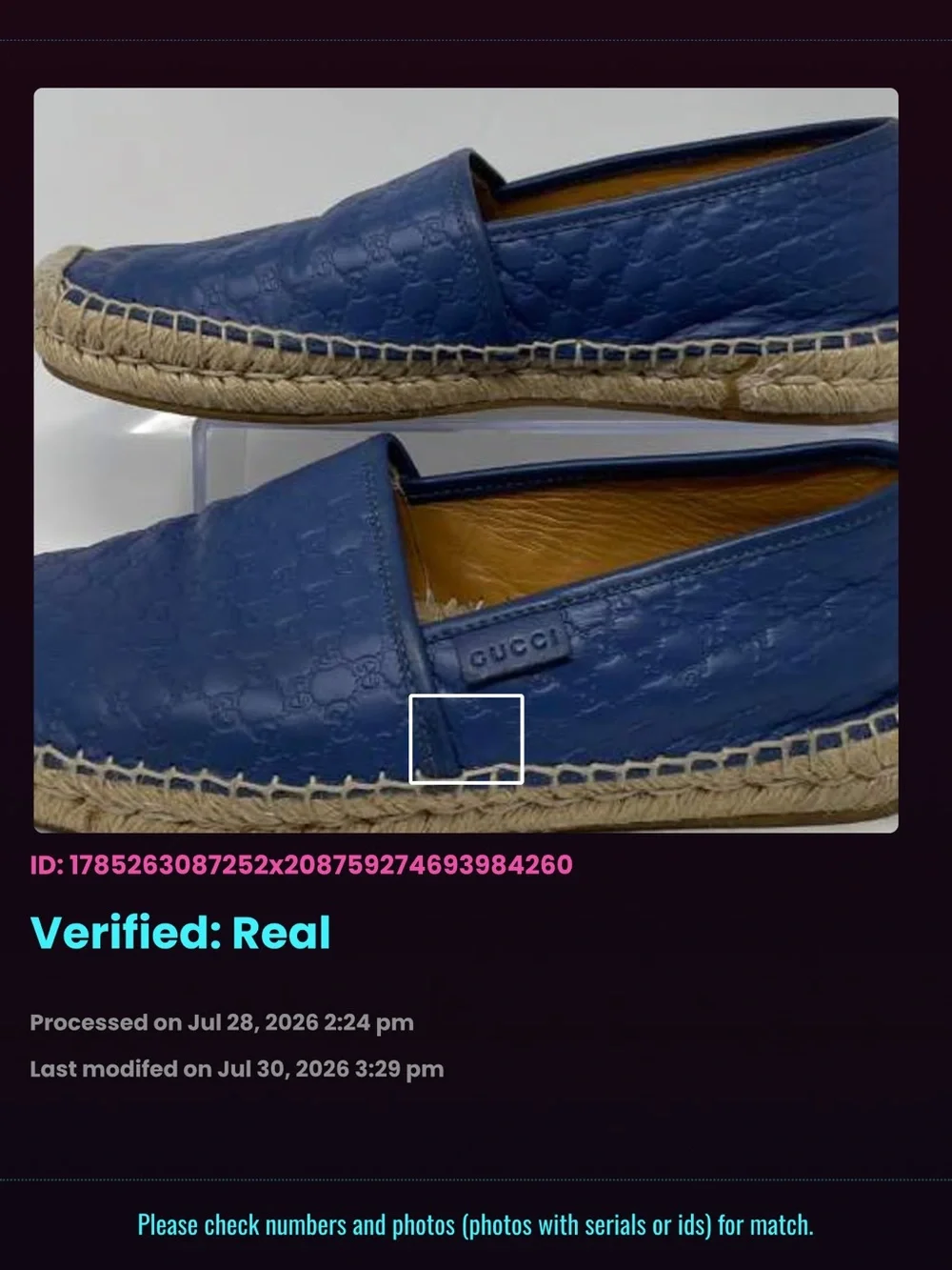 Gucci Navy Embossed Leather Espadrille Slip-Ons size 6